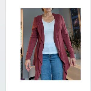 White House Black Market Pink open drape cardigan L